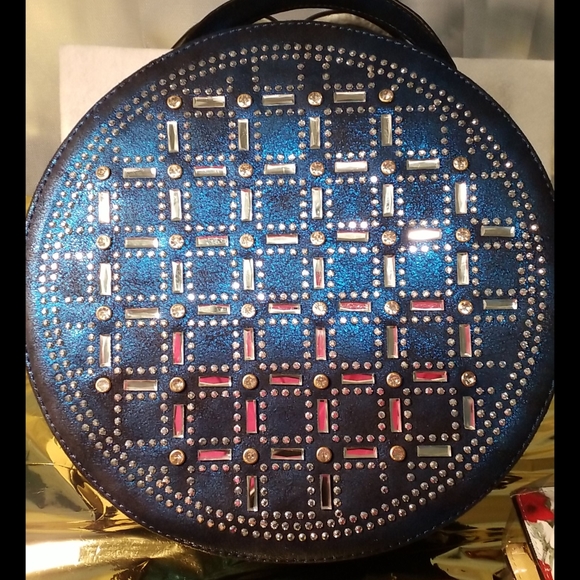 Metallic blue 2 pc Handbag - Picture 3 of 8